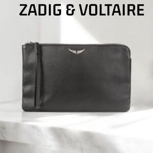 Zadig & Voltaire UMA WING Black Leather WRISTLET NWT